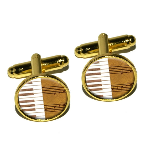 9k Gold Plated High Quality Cufflinks Music Note Treble Clef Cuff links tie clip 
